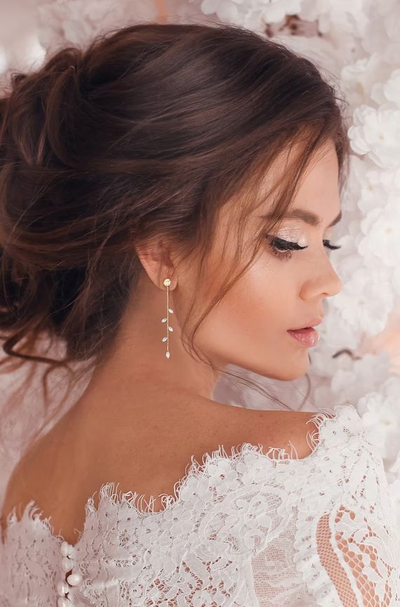 Leaf Earrings Crystal Wedding Bridesmaid Gift Prom Cz Jewelry - Etsy | Etsy (US)