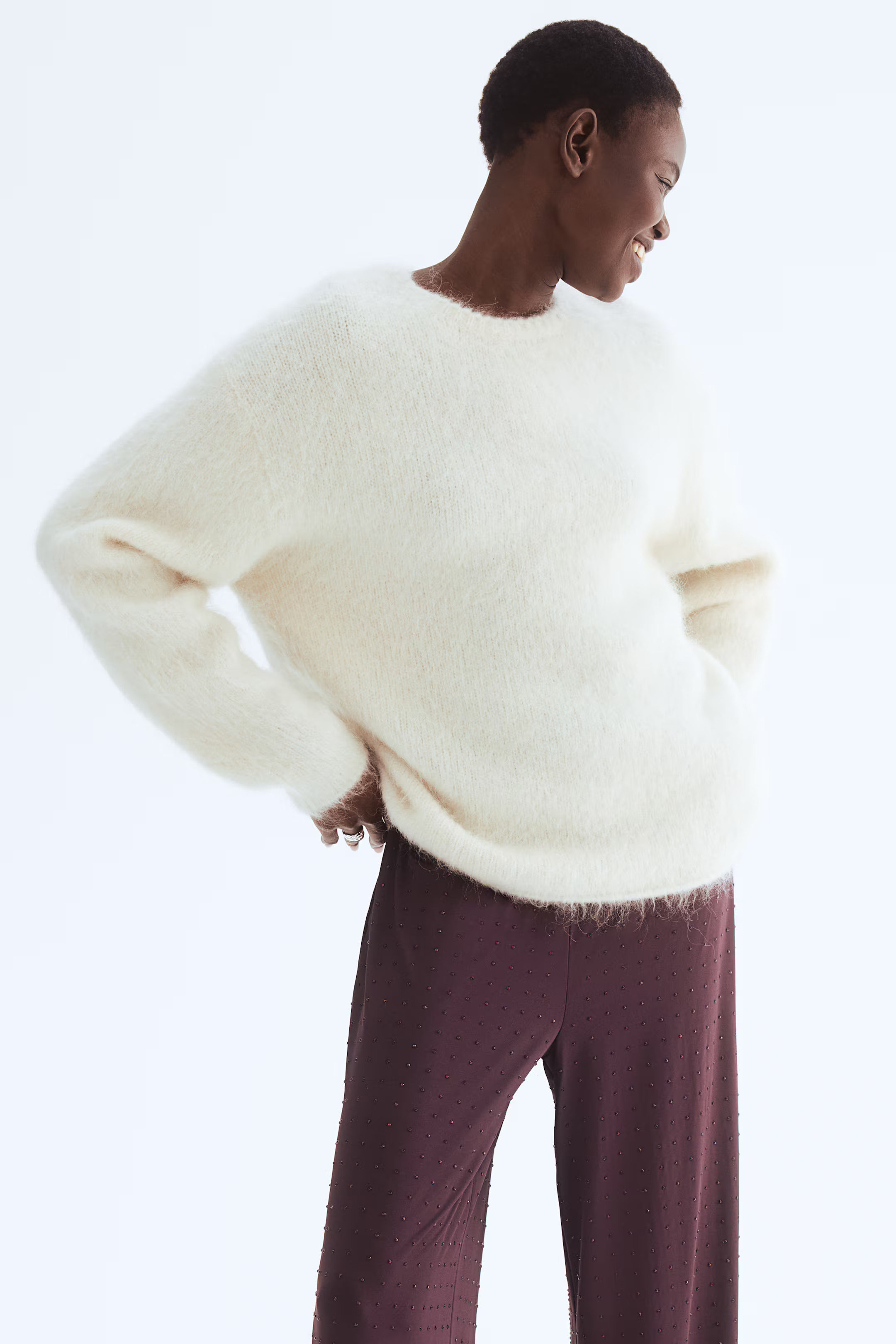 Rhinestone-embellished jersey trousers | H&M (UK, MY, IN, SG, PH, TW, HK)