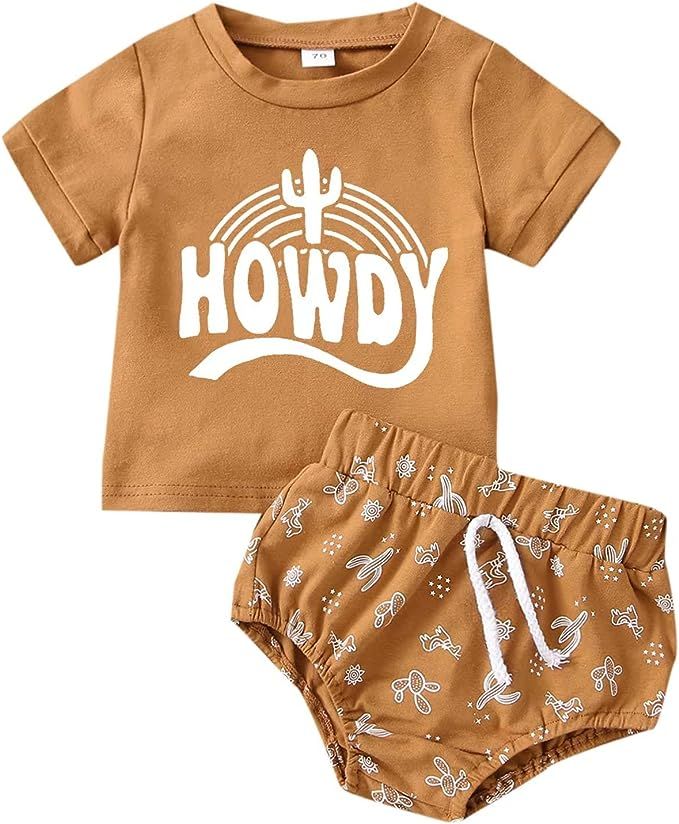 Baby Toddler Boy 2-piece Shorts Set, Short Sleeve Cute Sun Print T-shirt Tops and Shorts Summer O... | Amazon (US)