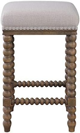 Uttermost 23495 Pryce Mediterranean Backless Counter Stool with Light Taupe Upholstery | Amazon (US)