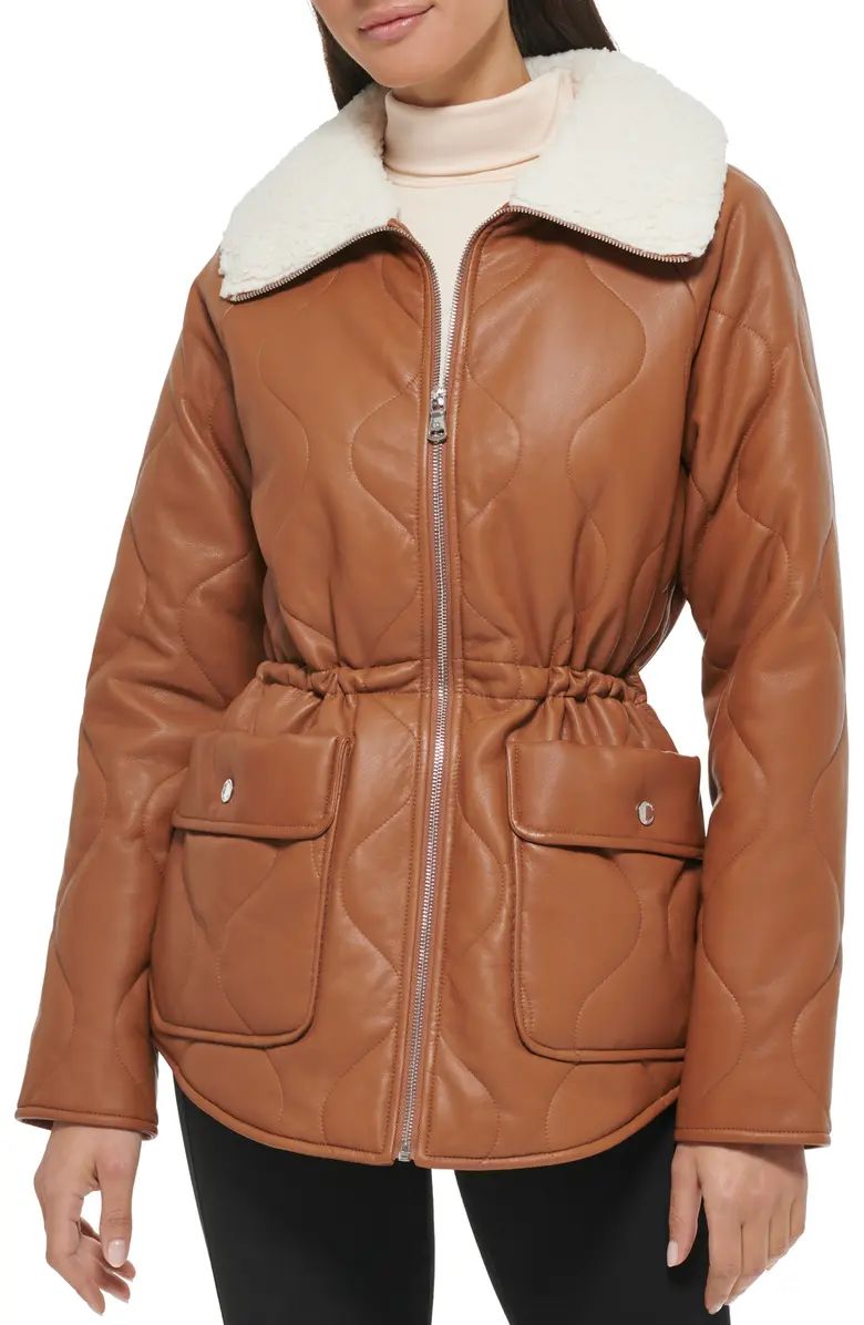 Kenneth Cole New York Faux Fur Trimmed Quilted Faux Leather Anorak Jacket | Nordstromrack | Nordstrom Rack