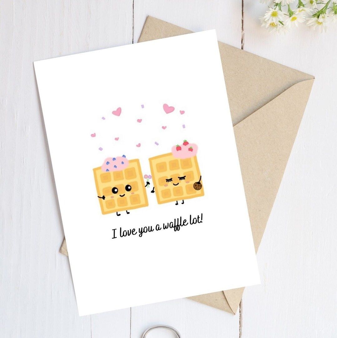 I Love You a Waffle Lot, Valentine's Day Card, Greeting Card, Love Card, Anniversary Card, Punny ... | Etsy (CAD)