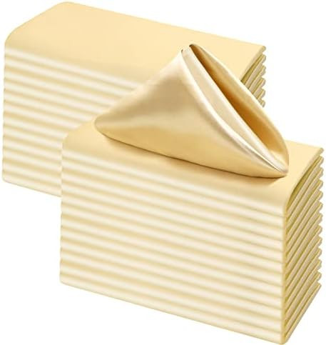 25 Pack Cloth Napkins 17 X 17 Inch Square Satin Cloth Napkins, Soft Table Napkins Bright Silk Din... | Amazon (US)