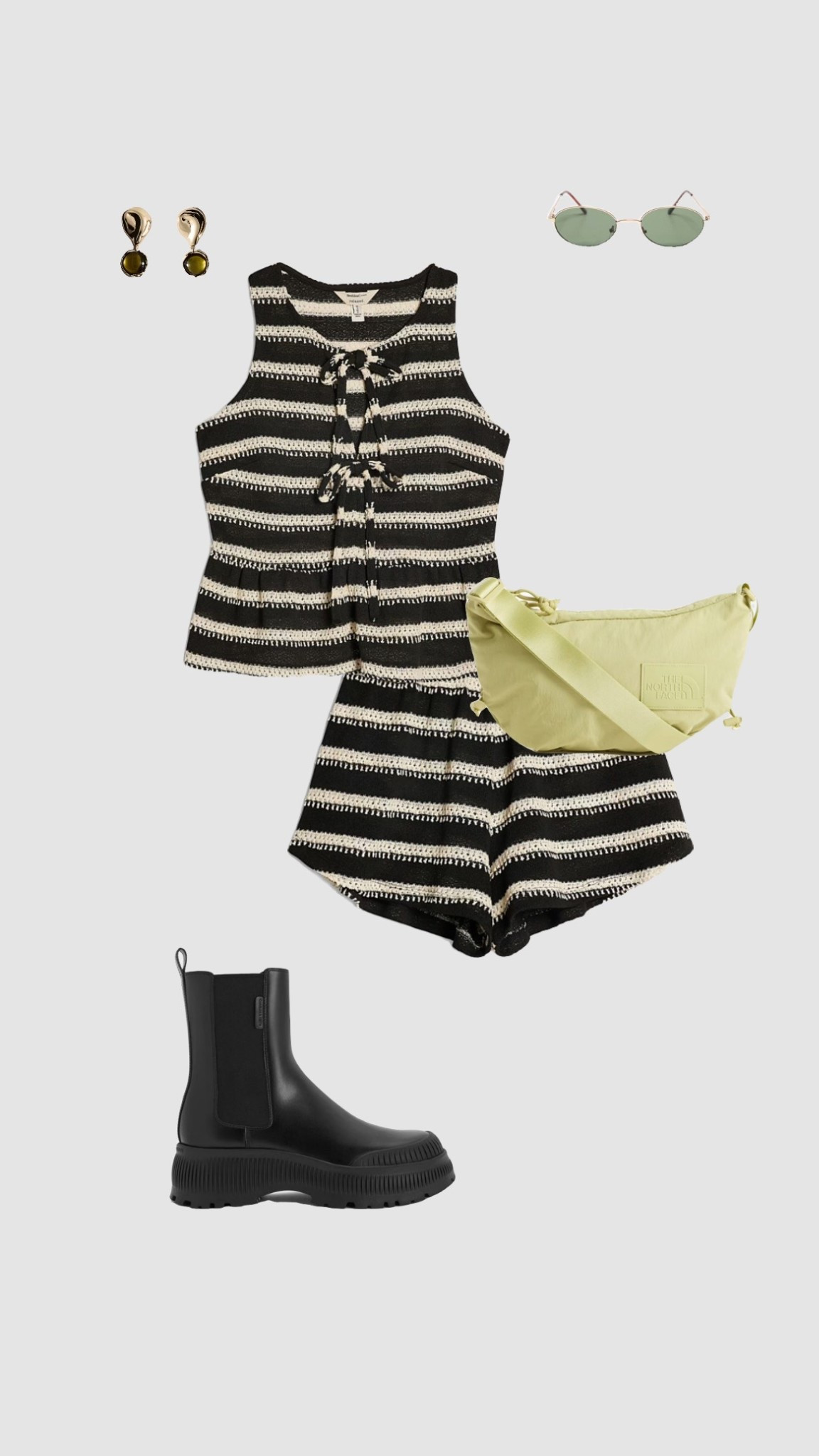 Get 15% off Charles & Keith with code COMAMBW15JESSIE  ✨ (must be logged into your account for the discount to apply) 

Crochet Black and Cream Striped Top & Shorts Co-ord Set Festival Outfit ✨⛺️🎸

• Coachella glasto Glastonbury festival outfit reading Leeds truck fest outfits spring summer outfits holiday city break outfit women’s beach vacation outfits uk stripe knit waistcoat chunky black boots lime casual green crossbody bag • 



#LTKpartywear #LTKuk #LTKspring