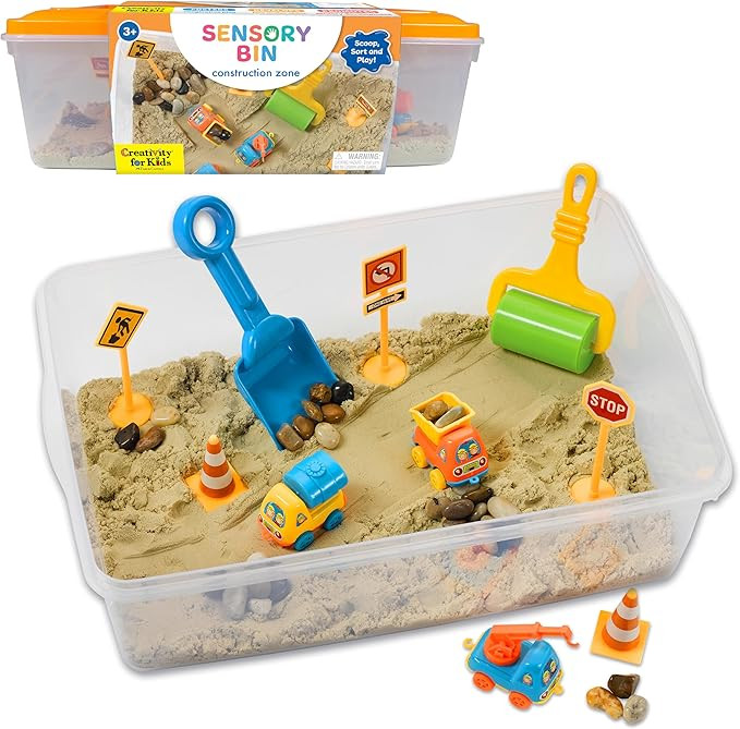 Creativity for Kids Sensory Bin: Construction Zone Playset - Preschool Learning Activities, Excav... | Amazon (US)
