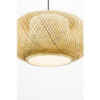 Woven Rattan Round Pendant With Shade, Hardwired, Bulb Included, Modern Mid-Century Design, Island Light, Zen Entryway, Bamboo | Etsy (US)