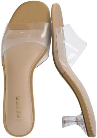 CUSHIONAIRE Doral Clear Kitten Heels for Women, Slip-On Open Toe Dress Sandals with Cushioned Foo... | Amazon (US)
