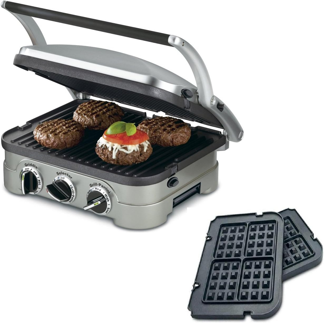 Cuisinart 5-in-1 Grill Griddler Panini Maker Bundle with Waffle Attachment (GR-4N) - Includes Gri... | Amazon (US)