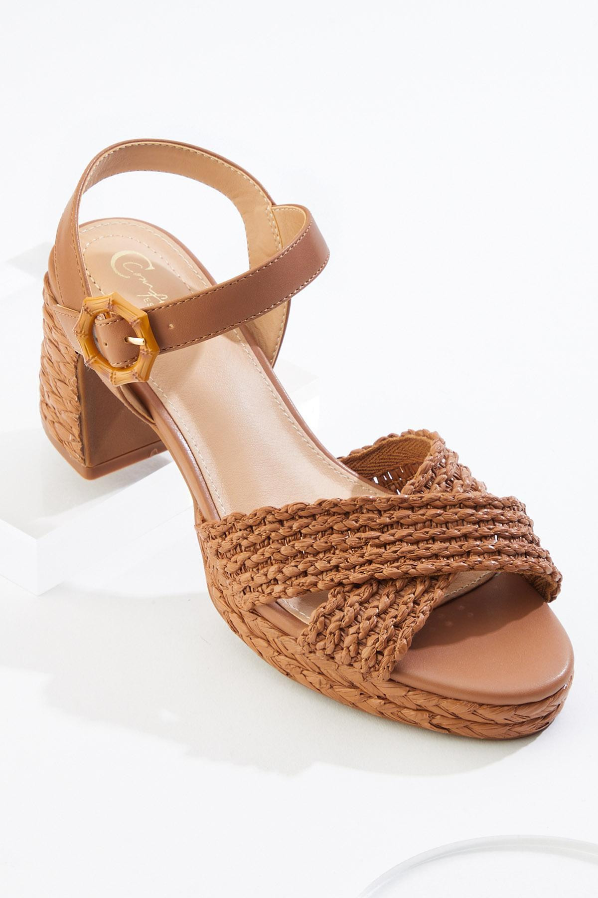 Raffia Criss Cross Platform Heels | Cato Fashions