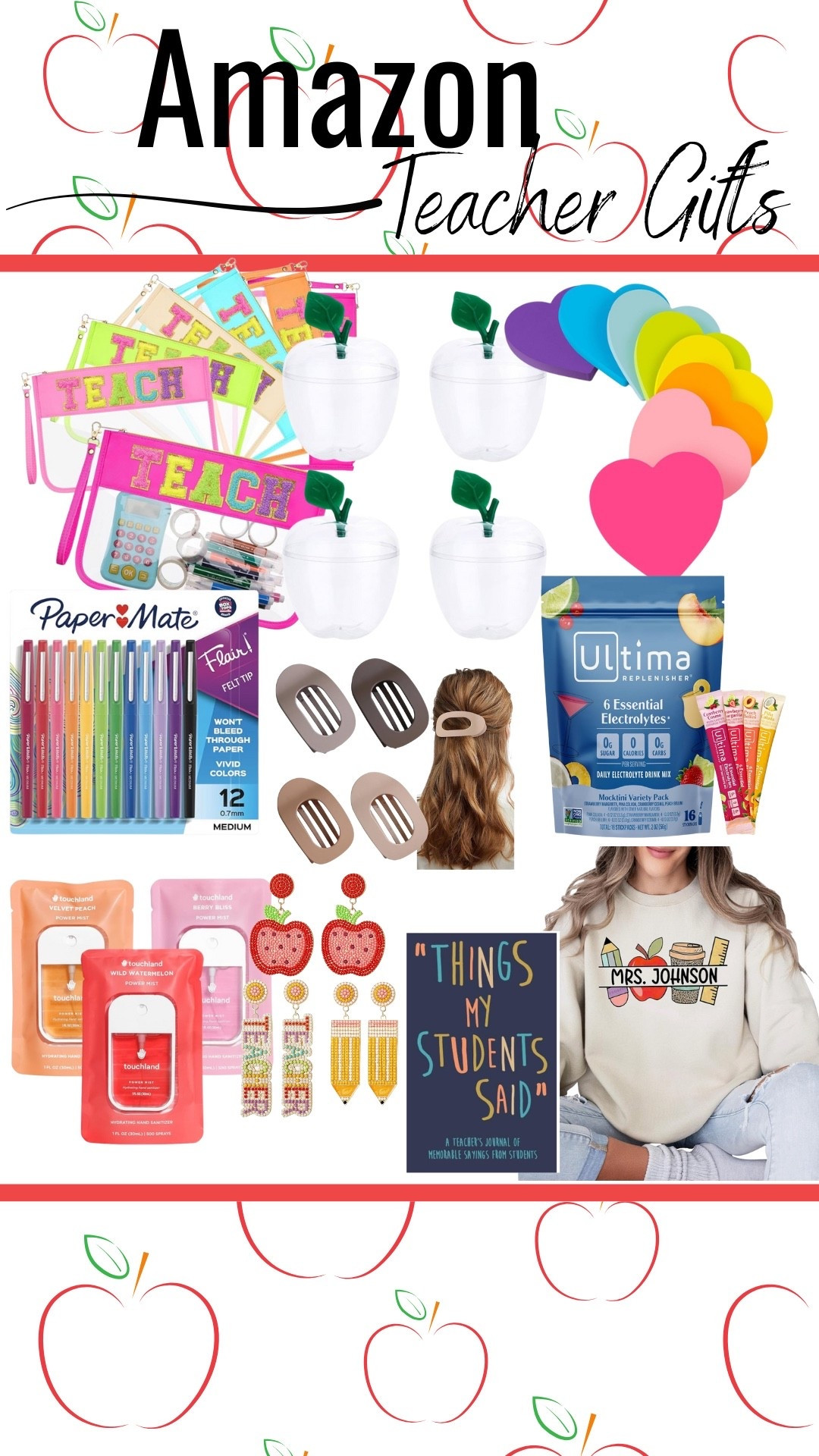 Grab one of these teacher pouches or plastic apple containers and fill them with some fun teacher needs. The great thing about most of these items is they come in bulk and you can split them amongst all your kids’ teachers! 

#LTKSeasonal #LTKFindsUnder50 #LTKKids