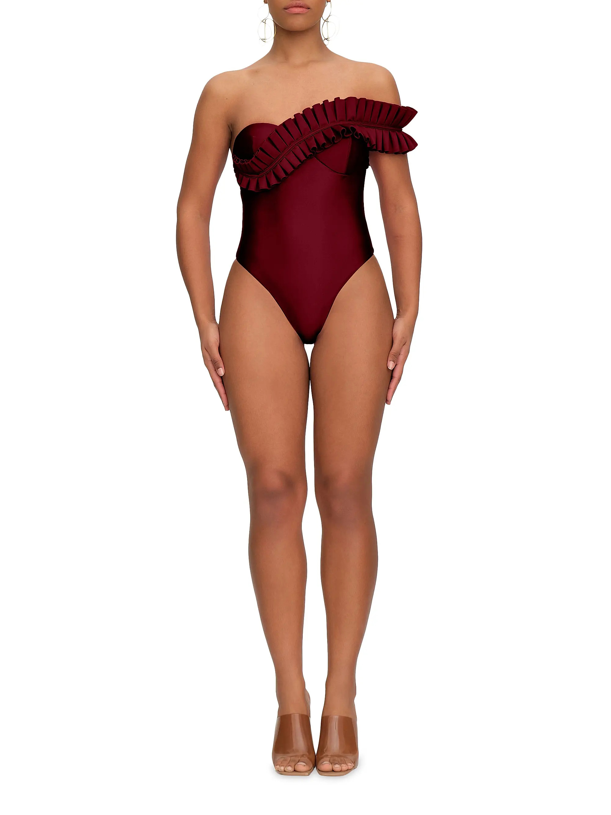 Shop Andrea Iyamah Nisi Pleated-Strap One-Piece Swimsuit | Saks Fifth Avenue | Saks Fifth Avenue