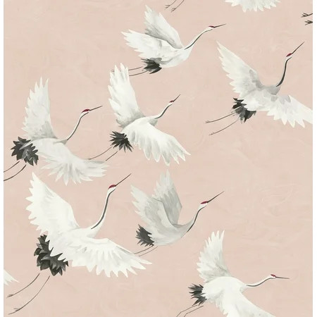 Brewster Windsong Pink Bird Wallpaper | Walmart (US)