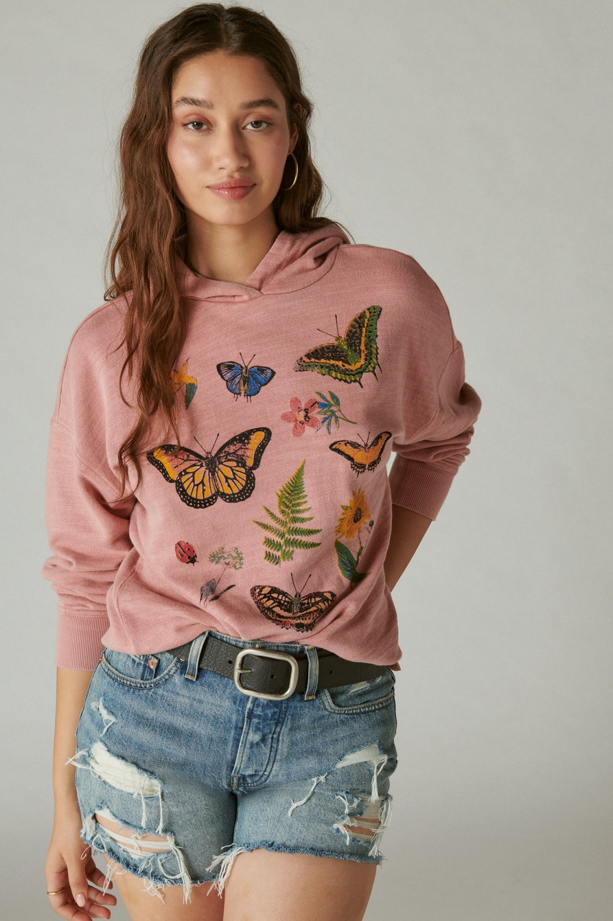 BUTTERFLY FLORAL MOTIF PULLOVER | Lucky Brand