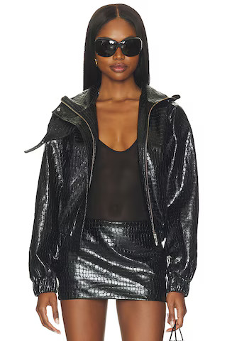 X Hannah Lizzy Denise Faux Croc Jacket in Black | Revolve Clothing (Global)