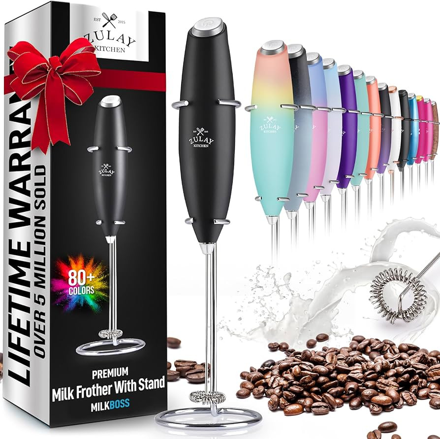 Zulay Powerful Milk Frother Handheld Foam Maker for Lattes - Whisk Drink Mixer for Coffee, Mini F... | Amazon (US)