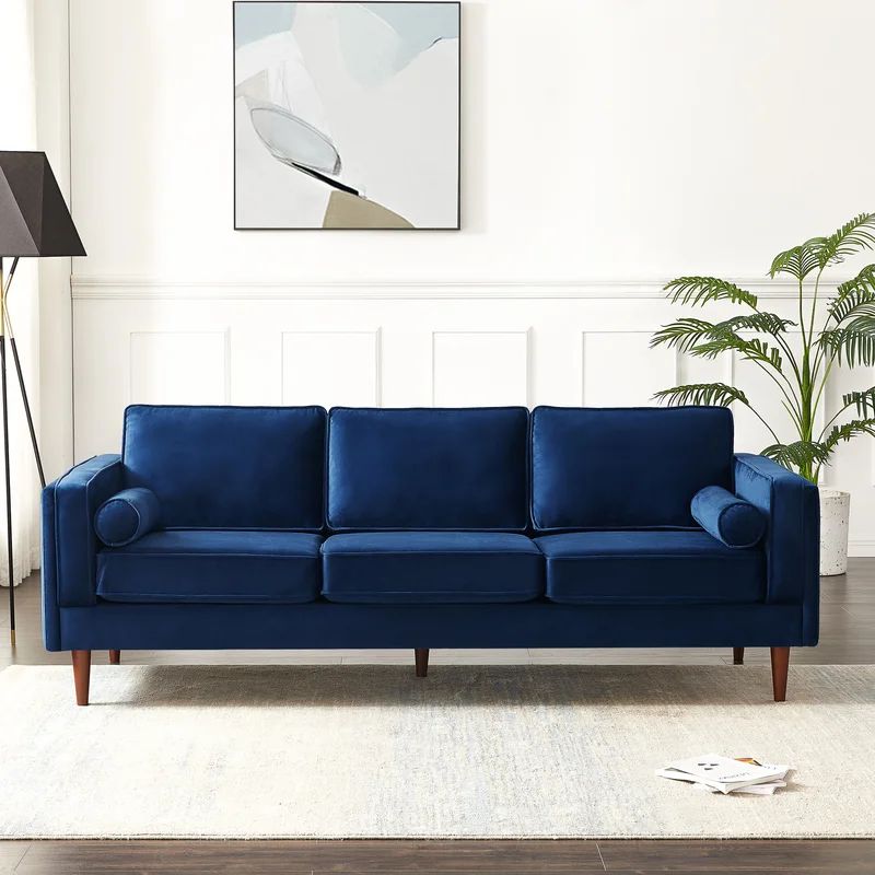 Lindel 86'' Velvet Square Arm Sofa with Reversible Cushions | Wayfair North America