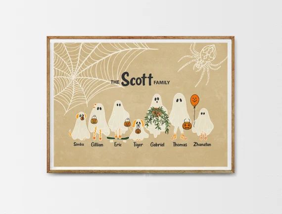 Halloween custom ghost family print, personalized cute ghost costumes family, halloween family po... | Etsy (US)