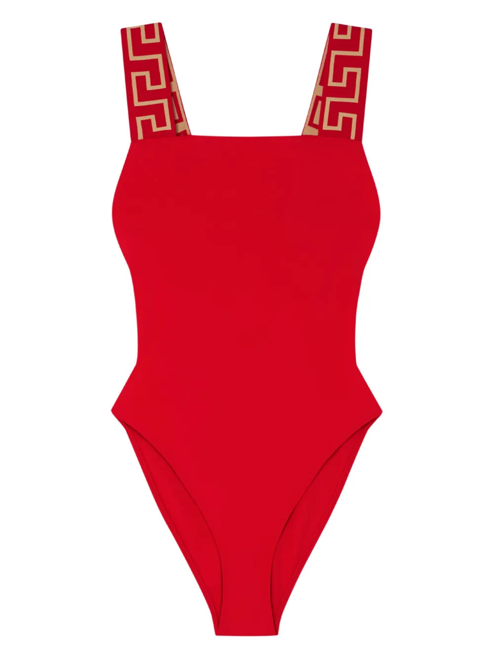 Versace Greca Border one-piece Swimsuit | Red | FARFETCH | Farfetch Global