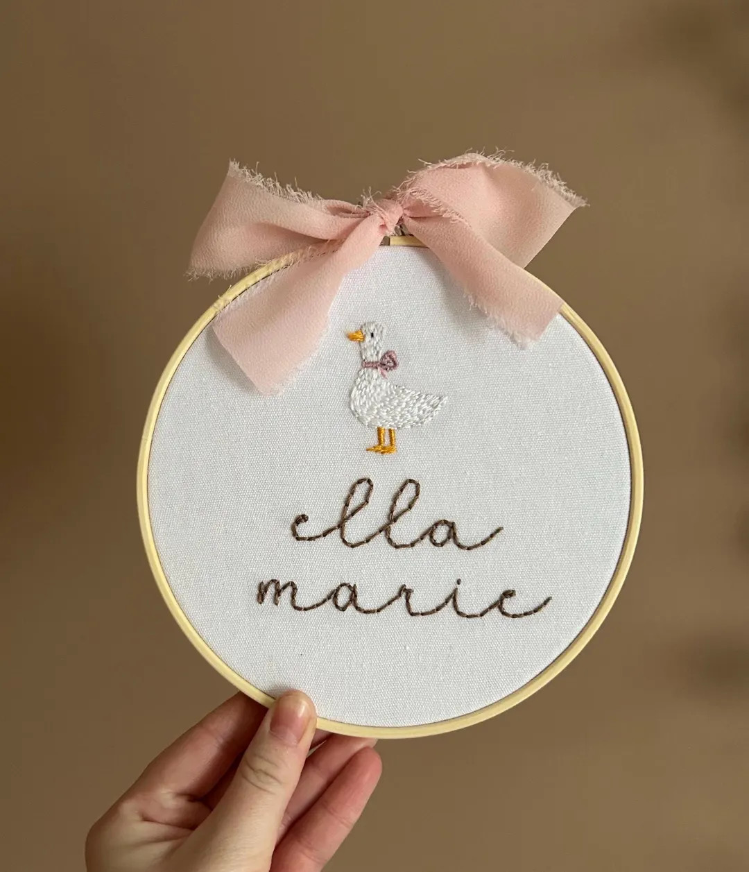 Hand Embroidered Name Hoop, Goose Embroidery, Goose Baby Name Sign, Hospital Bassinet Sign, Custo... | Etsy (US)
