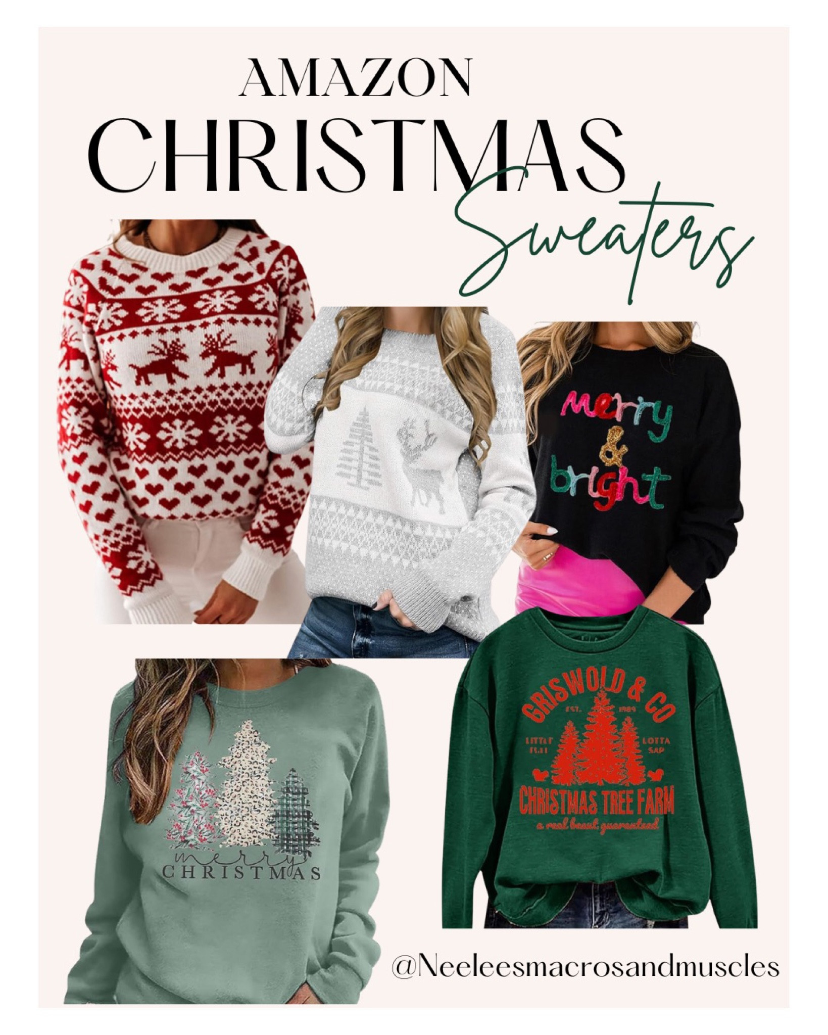 ✨the cutest amazon Christmas sweaters✨
Only 12 days until Christmas🎄🎅🏻❤️
all of these sweaters and MORE are linked on my amazon store front! Instagram @neeleesmacrosandmuscles 

#LTKGiftGuide #LTKHoliday #LTKSeasonal
