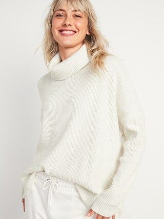 Oversized Cozy Thermal-Knit Cowl-Neck Long-Sleeve Top for Women | Old Navy (US)