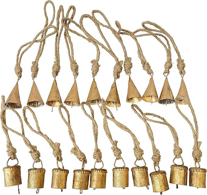Vivanta 20 Pcs Small Mini Gold Rustic Vintage Iron Tin Metal Christmas Ornaments Jingle Bells for... | Amazon (US)