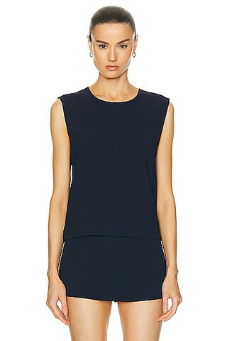 LESET Arielle Sleeveless Crew Top in Royal Navy - Navy. Size XS (also in L, M, S). | FWRD 
