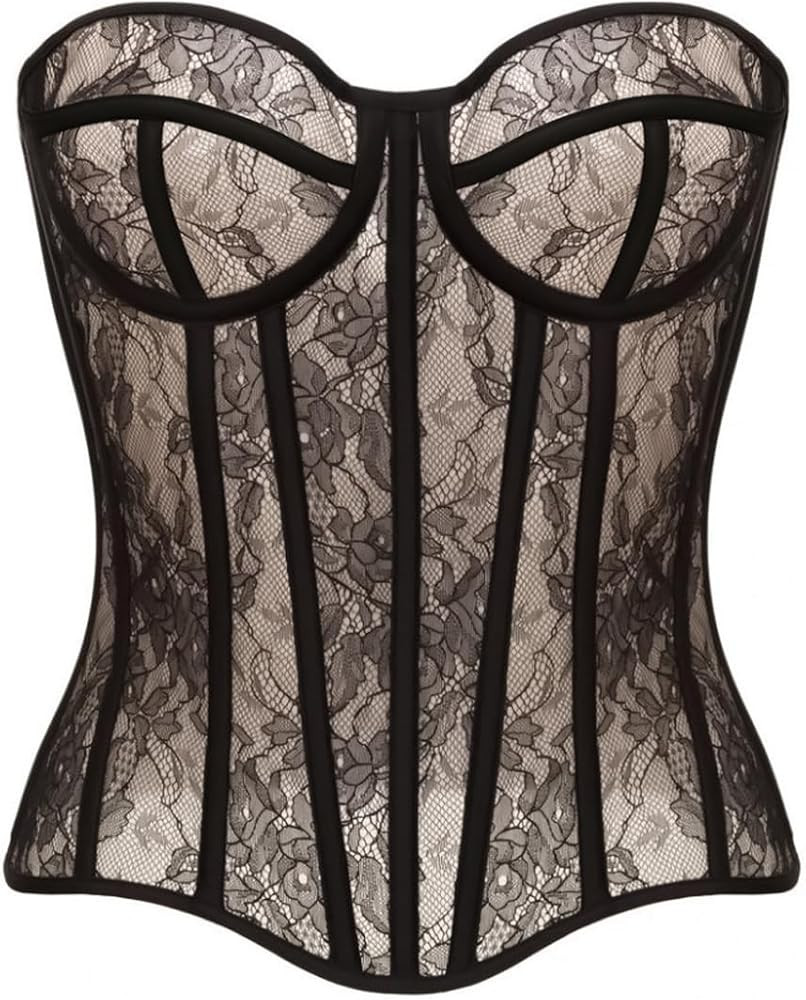 Perfect Corset NYC OVERBUST Mesh Corset Top Lace up Corset with 15 Steel Boned | Amazon (US)