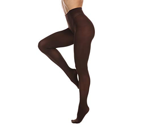 Frola Women's 80 Denier Semi Opaque Solid Color Footed Pantyhose Tight, Brown Coffee, L-XL | Amazon (UK)