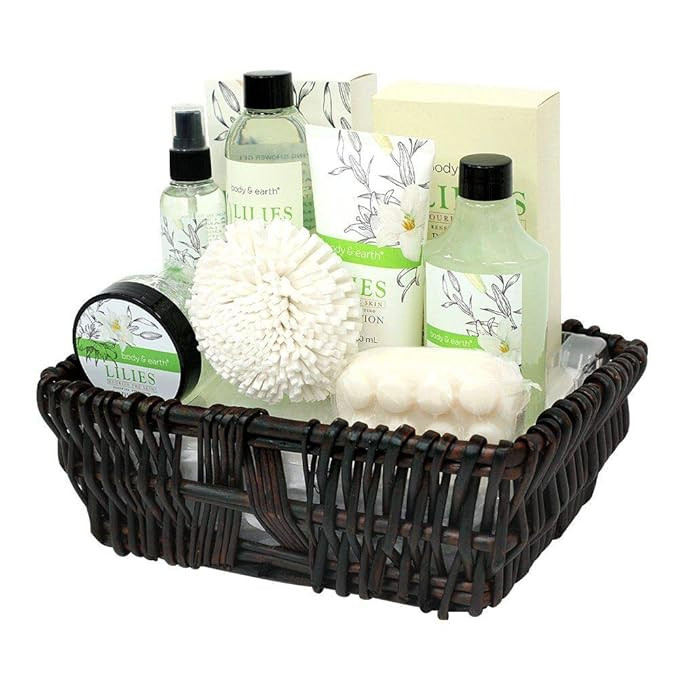 Gift Baskets for Women, Body & Earth Spa Gifts for Her, Lily 10pc Set, Best Gift Idea for Women | Amazon (US)
