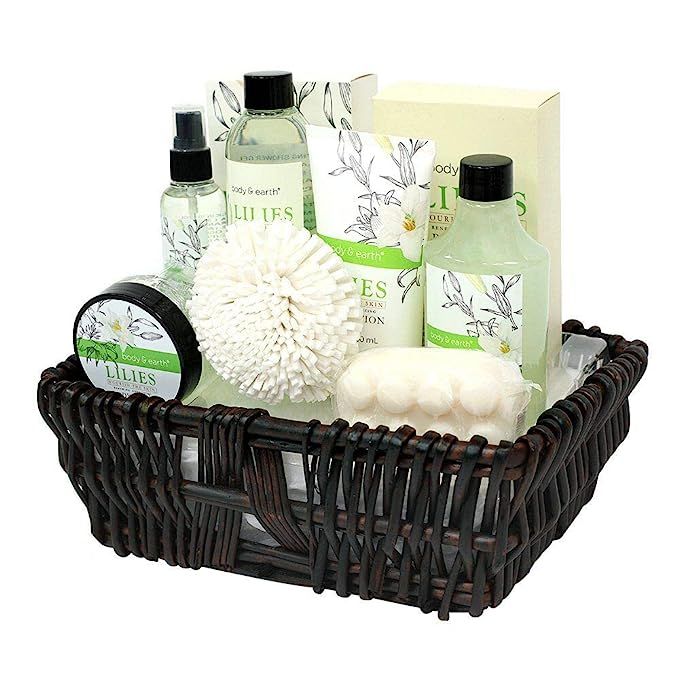 Gift Baskets for Women, Body & Earth Spa Gifts for Her, Lily 10pc Set, Best Gift Idea for Women | Amazon (US)