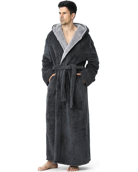 U2SKIIN Mens Hooded Robe, Plush Robes for Men Long Fleece Bathrobe | Amazon (US)