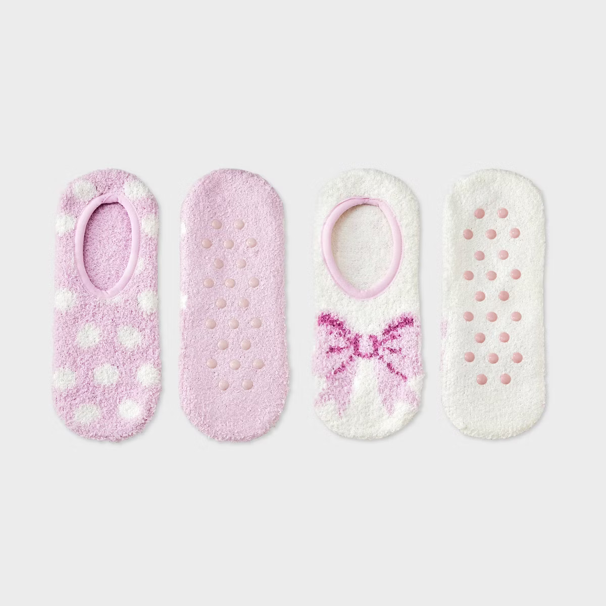 Women's Bow 2pk Cozy Liner Socks - Ivory/Pink 4-10 | Target