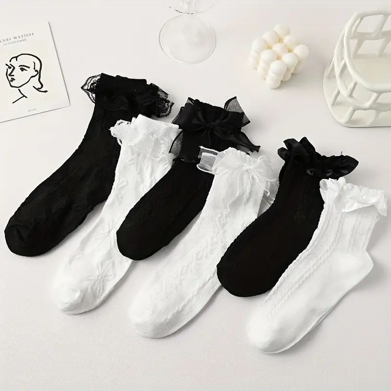 3d Textured Ruffle Socks Sweet Cute All match Socks Women's - Temu | Temu Affiliate Program