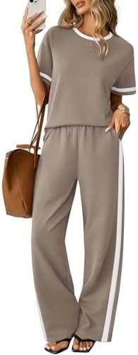 Sampeel 2 Piece Sets for Women Matching Sets Summer Outfits Resort Wear Short Sleeve Lounge Set W... | Amazon (US)