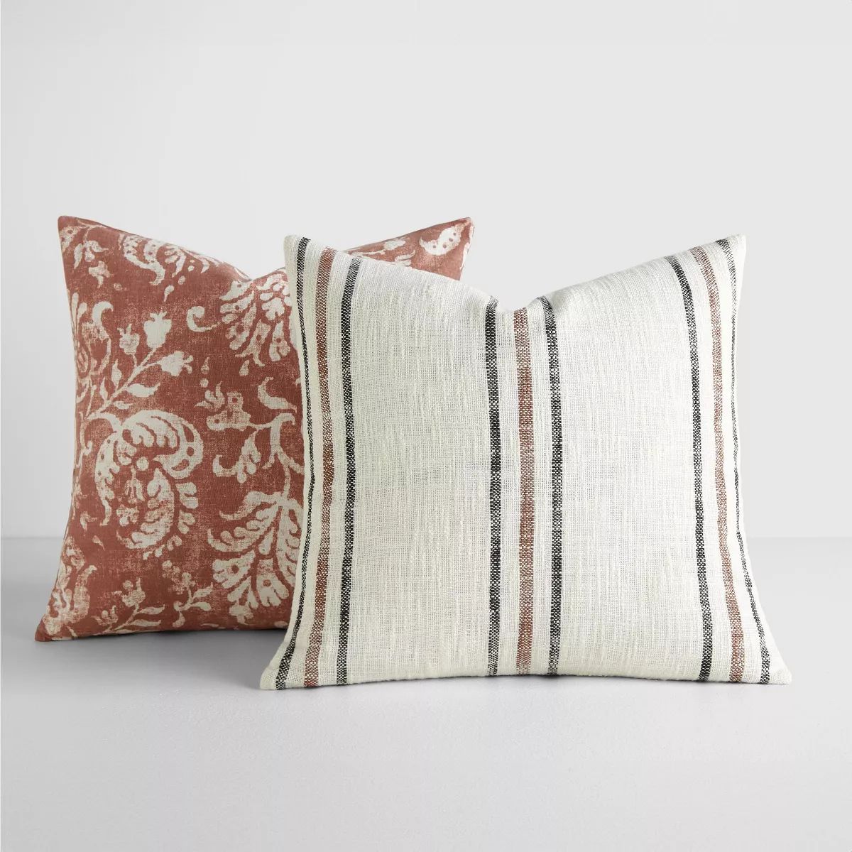 2-Pack Yarn-Dyed Patterns Terracotta Throw Pillows - Becky Cameron, Terracotta Yarn-Dyed Framed S... | Target