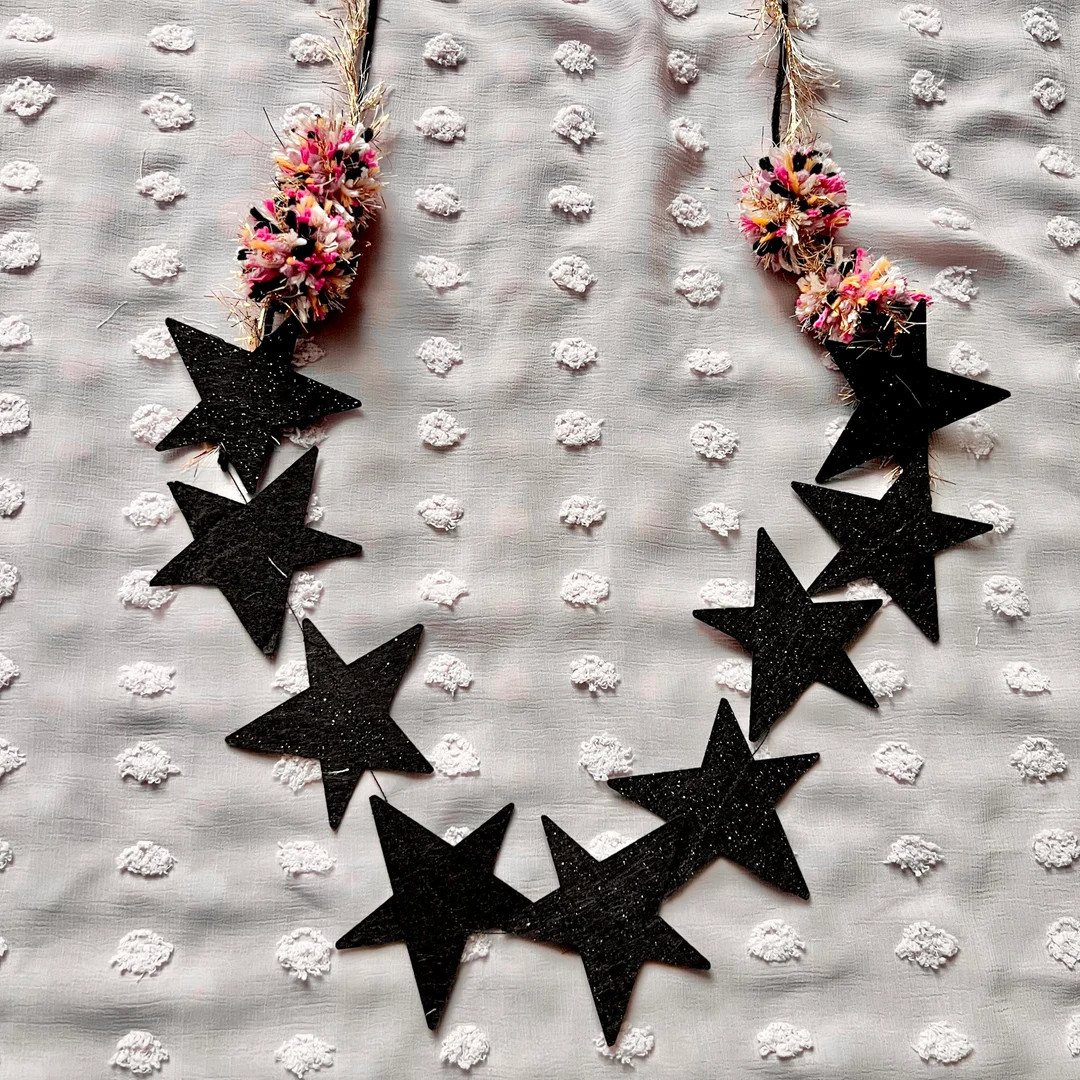 Black Felt Glitter Star Garland Halloween Garland Playroom - Etsy | Etsy (US)