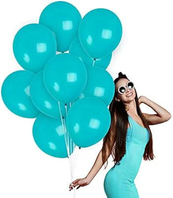 Solid Blue Teal Balloons 12 Inch - Matte Turquoise Balloons - Aqua Balloons 100 Pack - for Mermai... | Amazon (US)