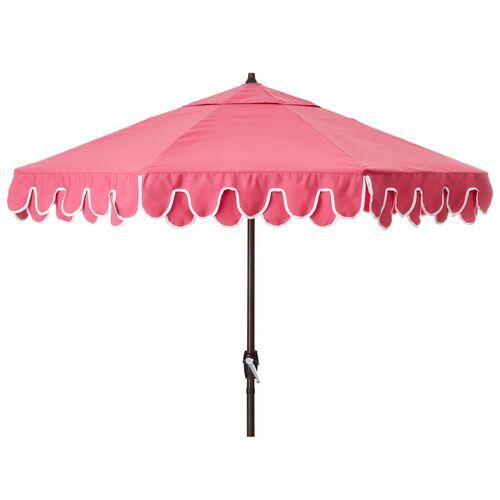 Phoebe Double Scallop Patio Umbrella, Hot Pink | One Kings Lane