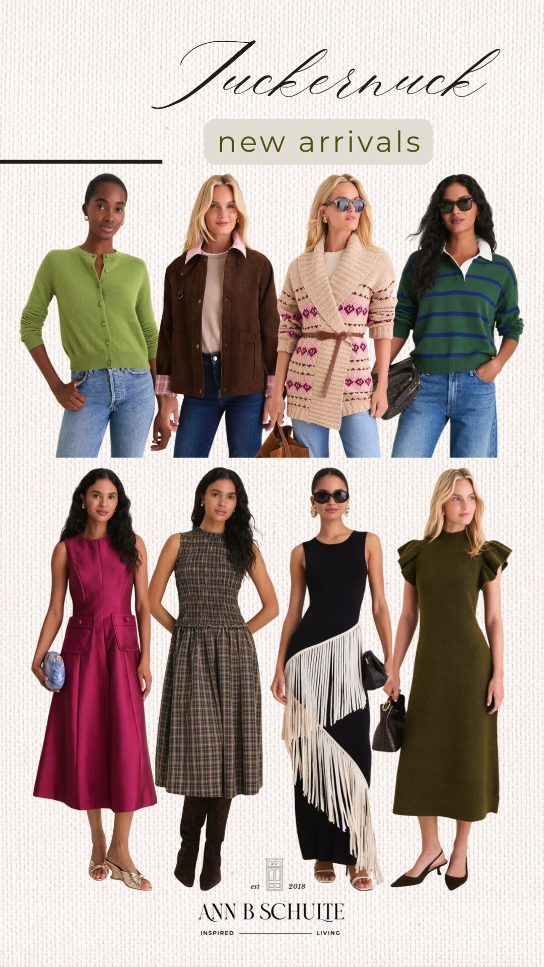 Tuckernuck new arrivals are bringing all the polished, timeless style with a fresh seasonal twist. From cozy cardigans and classic sweaters to feminine dresses and statement details, these pieces make everyday outfits feel effortlessly elevated. Rich colors, playful prints, and versatile silhouettes make this collection especially easy to love. These are the kind of wardrobe additions that can take you from casual days to special plans with ease. 💚🤎✨

#Tuckernuck #TuckernuckNewArrivals #NewArrivals #FallFashion #ClassicStyle #PreppyStyle #EverydayFashion #TimelessStyle #FallWardrobe 

 #LTKootd
