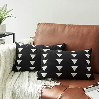 Nestinco Set of 2 Black Lumbar Pillow Covers 12 x 20 inches Boho Aztec Polyester Blend Decorative... | Amazon (US)