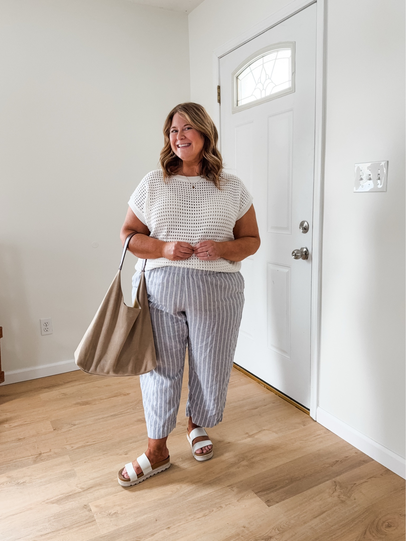Wearing an XL in my linen pants (petite friendly at the regular length) and an XL in my crochet sweater top 

#LTKMidsize #LTKSeasonal #LTKBump