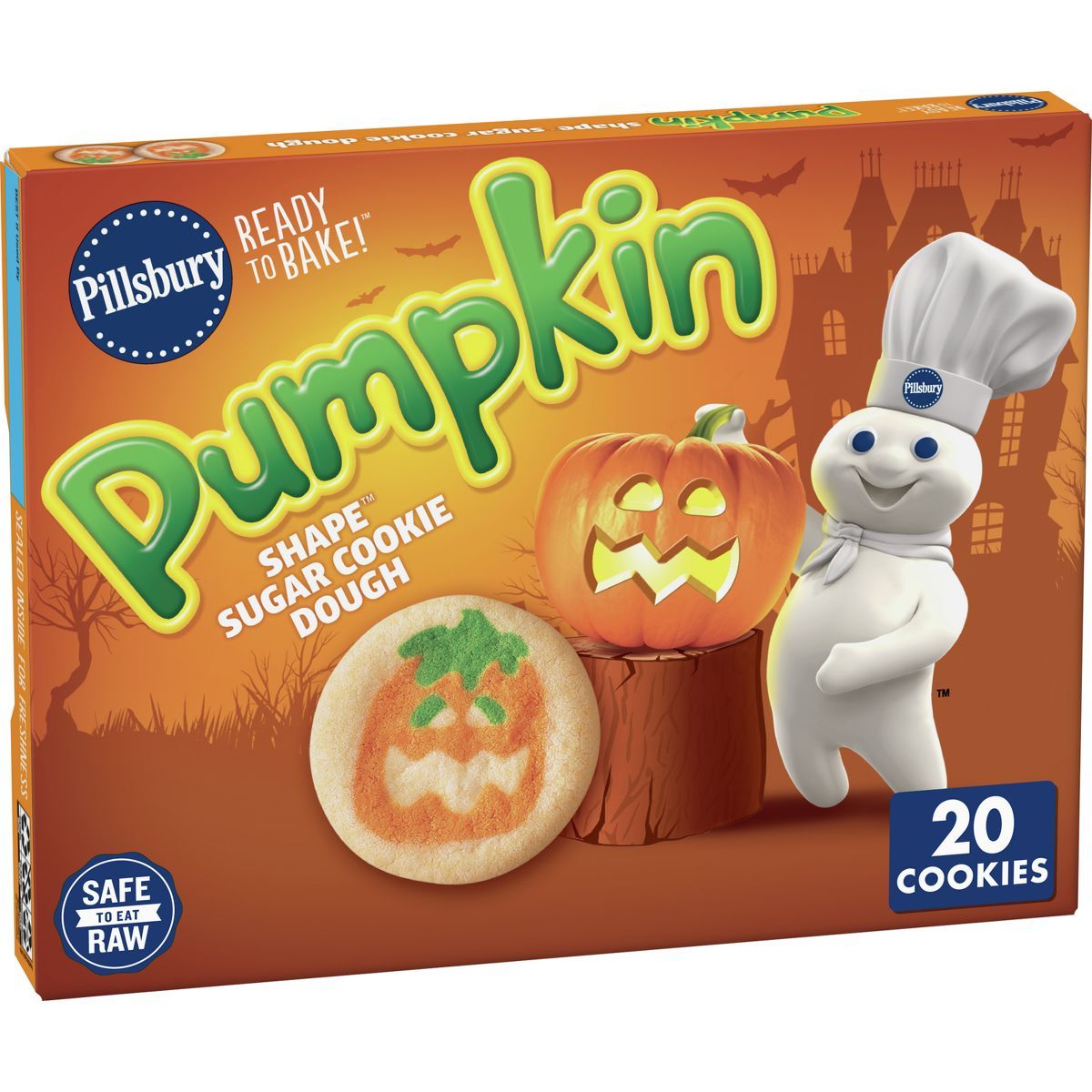 Pillsbury Ready-to-Bake Pumpkin Shape Sugar Cookie Dough - 9.1oz/20ct - Halloween | Target