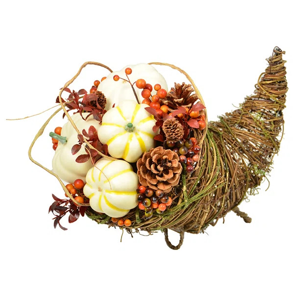Pumpkin Cornucopia Mixed Floral Arrangement | Wayfair North America
