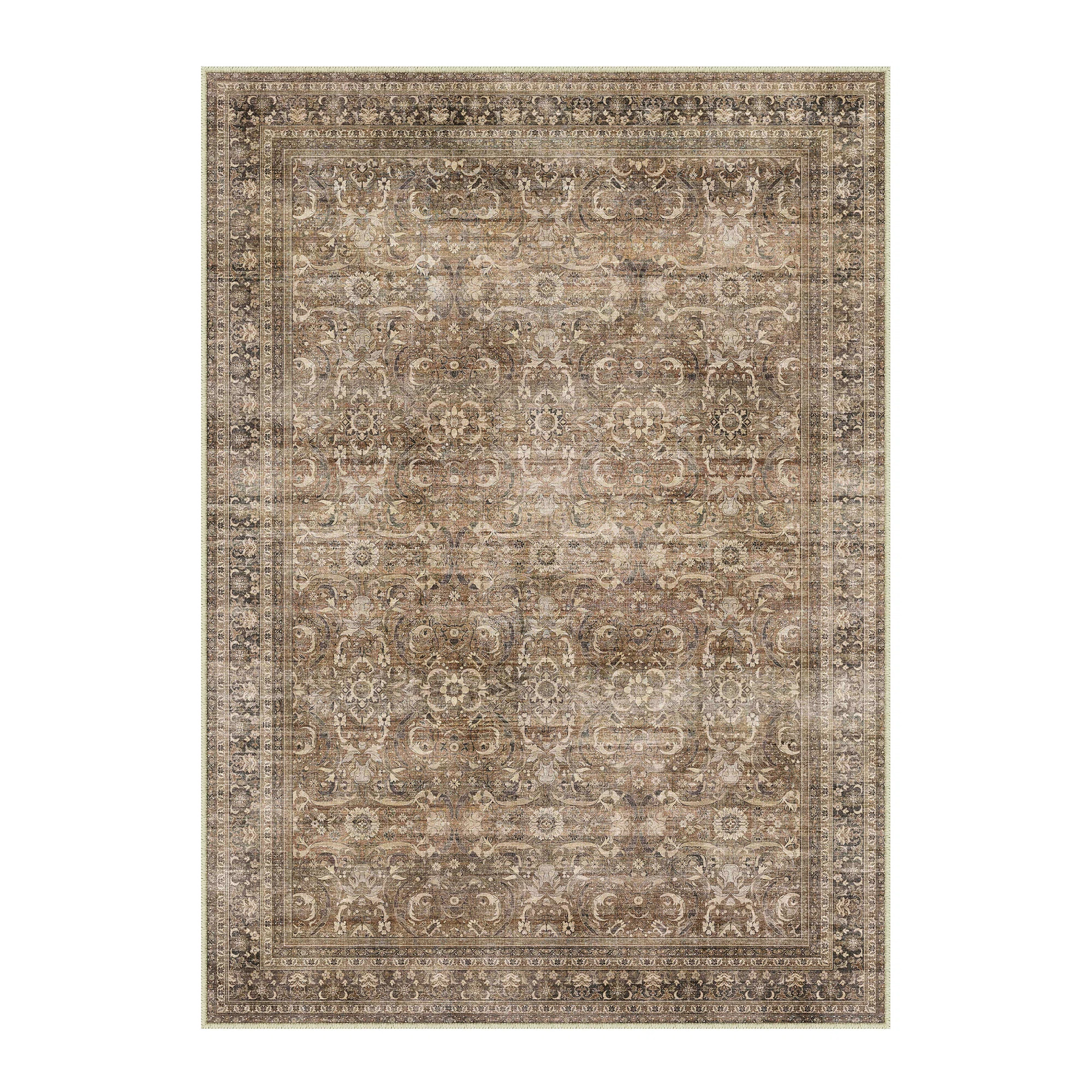 Machine Washable Vintage Floral Area Rug With Non-Slip Rubber Backing | Wayfair North America