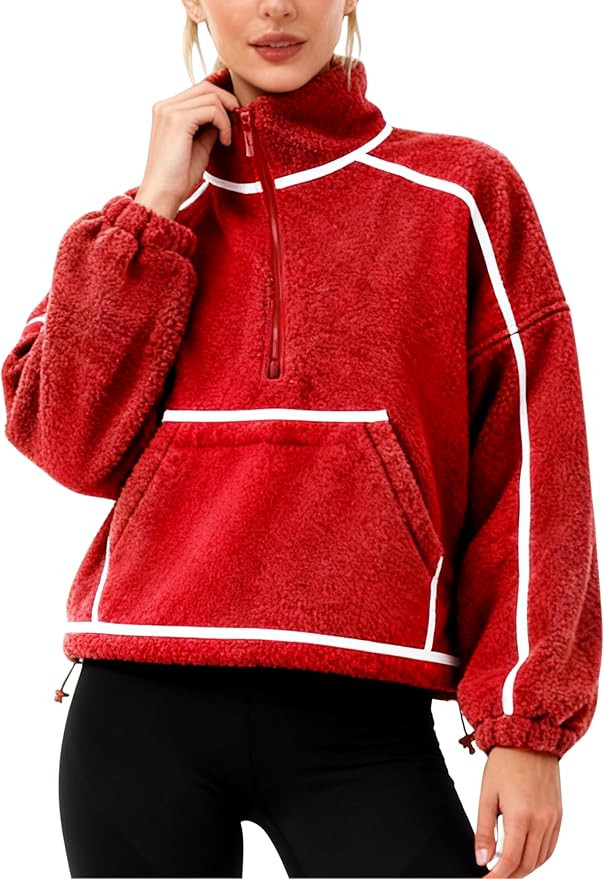 AMEBELLE Fleece Jacket Quarter Zip Pullover Women Warm Fuzzy Oversized Sweatshirt Lightweight Cas... | Amazon (US)