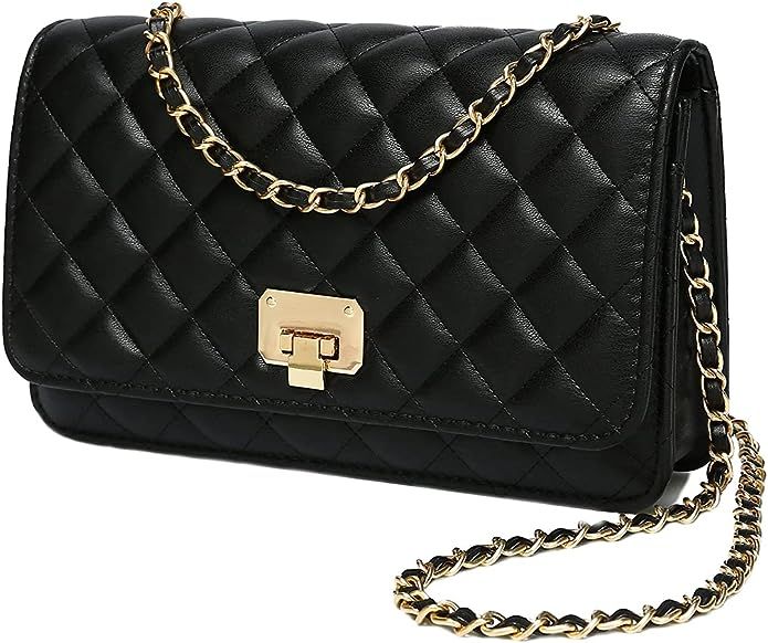 Women Shoulder Bag Grid Crossbody Handbag Daily Leather Stylish Evening Chain Bag | Amazon (US)