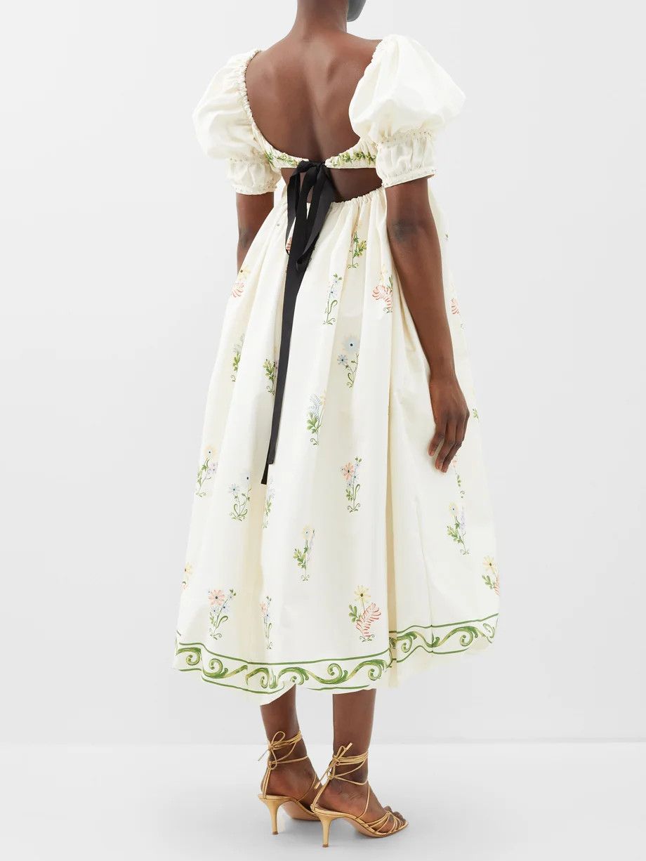 Canoa floral-print cotton puffed-sleeve dress | Matches (UK)