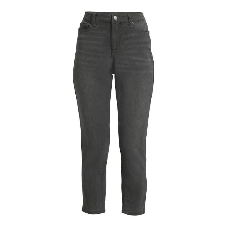 Time and Tru Women's Cropped High Rise Distressed Mom Jeans, 27” Inseam for Regular, Sizes 2-18 | Walmart (US)