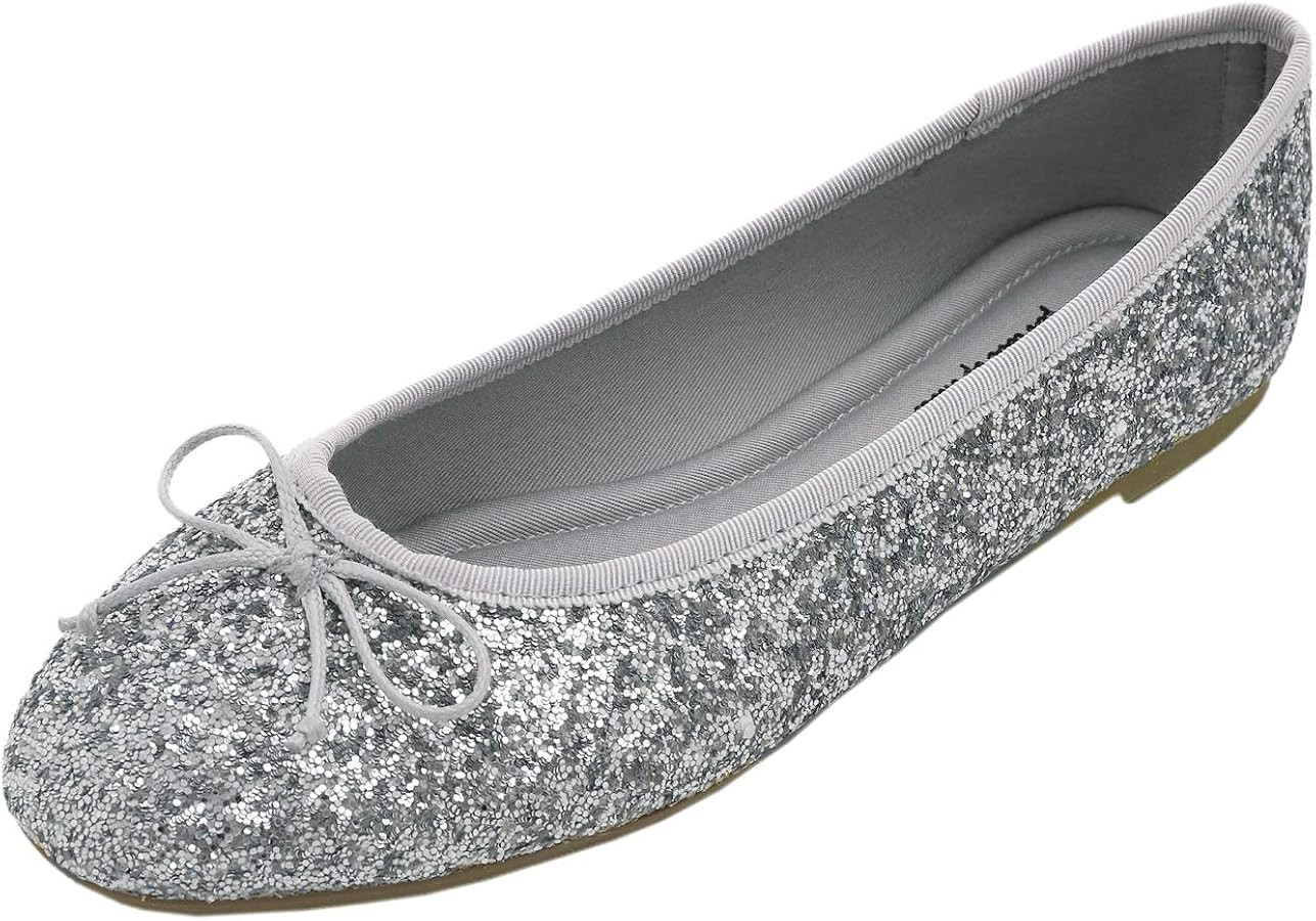 Feversole Women's Sparkle Memory Foam Cushioned Colorful Shiny Ballet Flats Glitter | Amazon (CA)